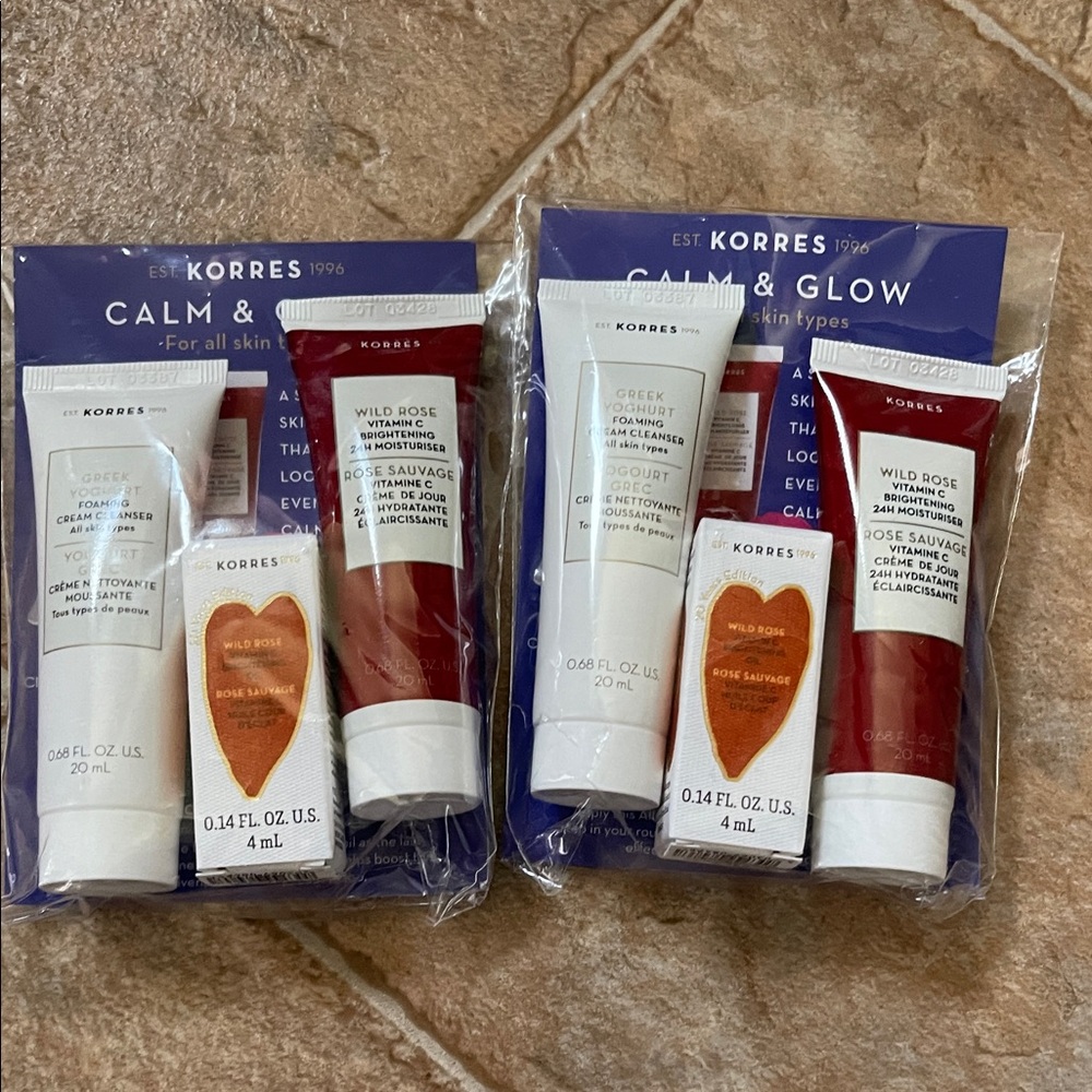 Korres Wild Rose Skincare Duo with Red and White Packaging